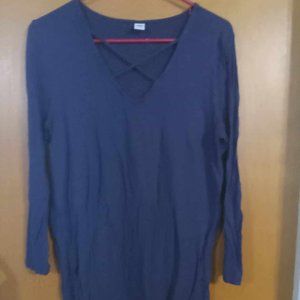 Size Medium Royal blue tunic with criss-cross v-neck